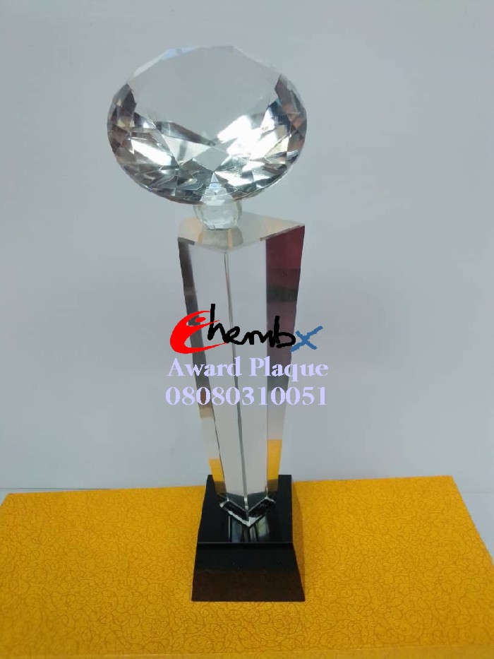 Stylish oval-shaped crystal plaque for award ceremonies